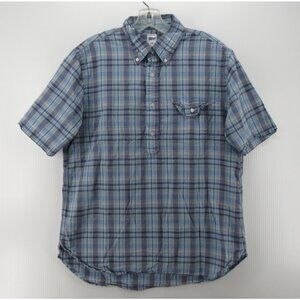 J Press Shirt Large Popover Plaid Flap Pocket Classic Preppy Woven